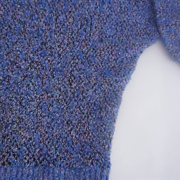 Vintage Allana Fantasia Blue Black Knit Crewneck Sweater Med - Picture 6 of 10